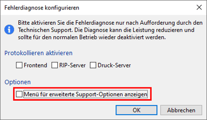 Fehlerdiagnose konfigurieren_erweiterte-Support_Optionen