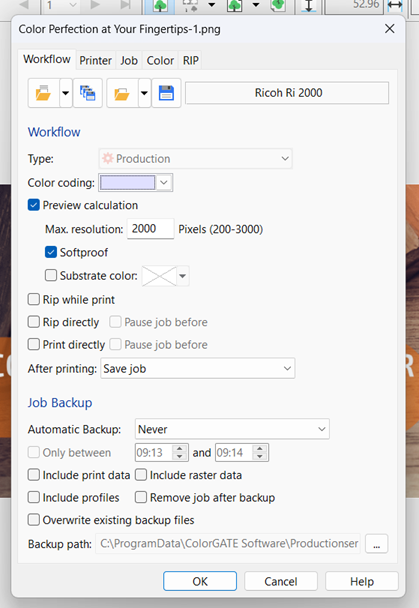 Defining the print workflow