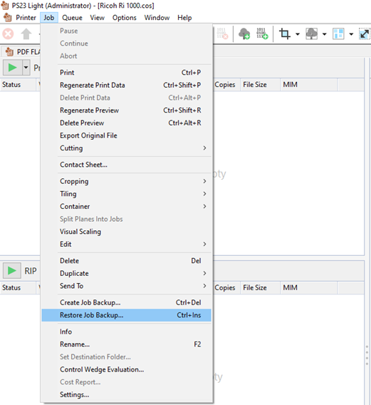 Restoring Job backups