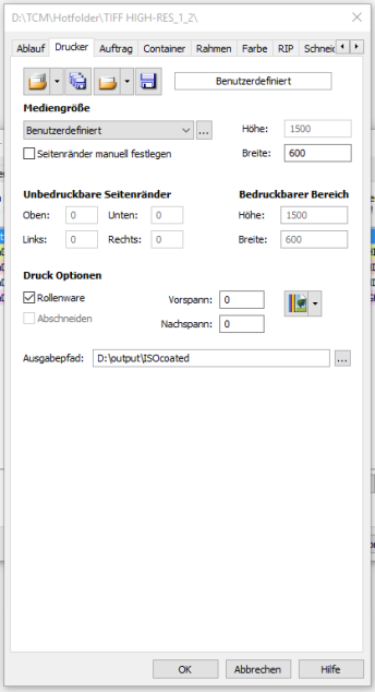 Ausgabepfad für einzelne Aufträge/Hotfolder einstellen