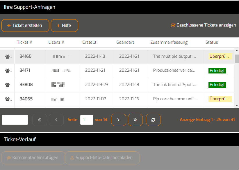 ColorGATE Websupport - Erstellung von Webtickets